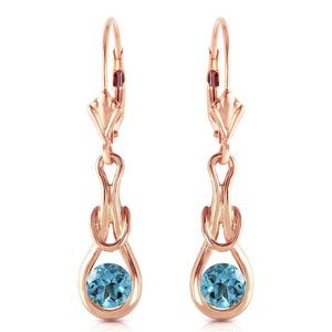 14K. GOLD LEVER BACK EARRINGS W NATURAL BLUE TOPAZ